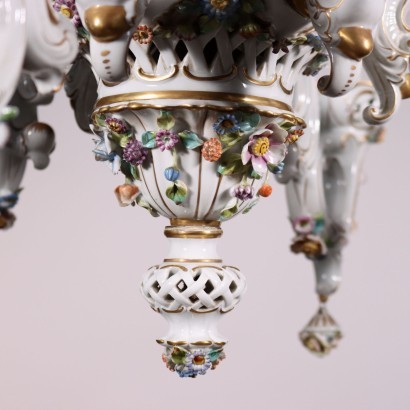 Capodimonte Revival Chandelier Glazed Ceramic Italy 20th Century