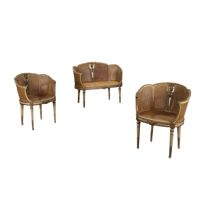 Pair of Armchairs and Sofa in Neoclassical Style