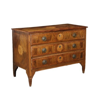 Commode Néoclassique Noyer Sapin Érable Italie XVIII Siècle