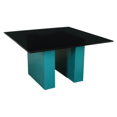 Table Wood Smoked Glass Italy 1970s-1980s