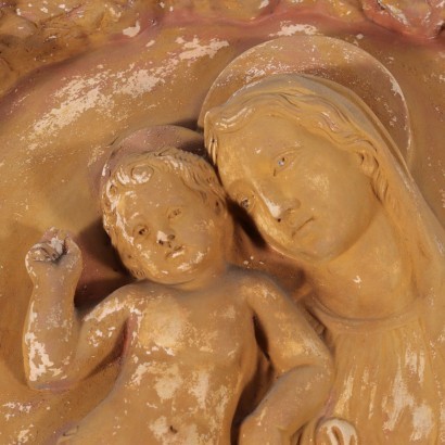 Tondo \"Vierge avec Enfant\" Plâtre Italie \\'890-\\'900