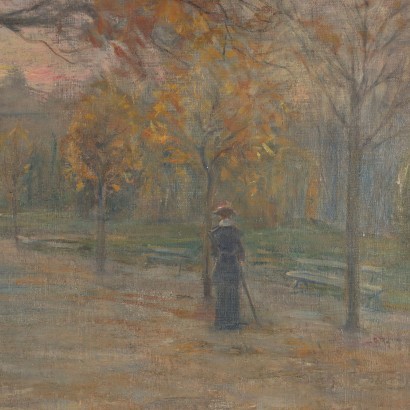 "In the Park" by Carlo Balestrini Oil on Canvas Milan (Italy) 1909.