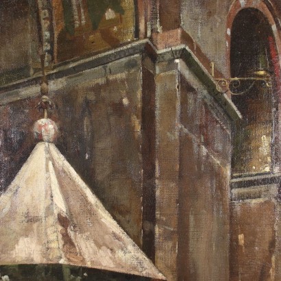 Church Interior by Vittore Zanetti Zilla Oil on Canvas Italy \'800.