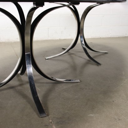 Large Table, Double Metal Base, Lacquered Wood Italy 1970s top, .