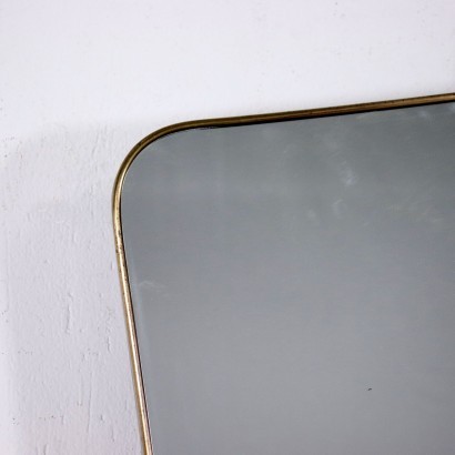 Wall Mirror Mirrored Glass Brass Frame Italy 1950s