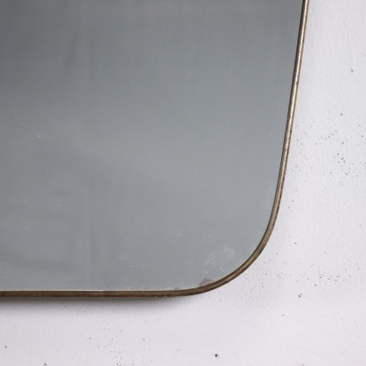 Wall Mirror Mirrored Glass Brass Frame Italy 1950s