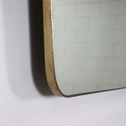 Wall Mirror Mirrored Glass Brass Frame Italy 1950s