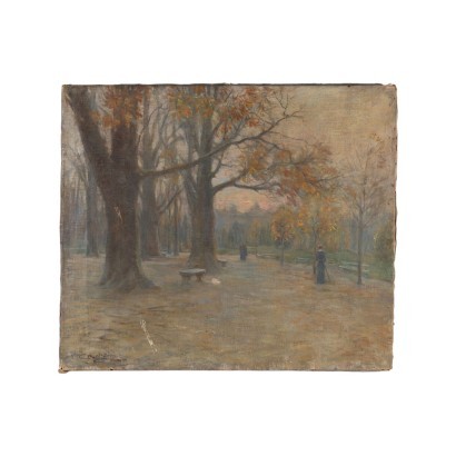 "In the Park" by Carlo Balestrini Oil on Canvas Milan (Italy) 1909.