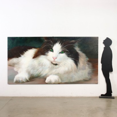Großes Katzenporträt Öl auf Leinwand XXI Jhd.