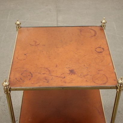 Paire de Tables Basses Laiton Cuire Italie 1950s