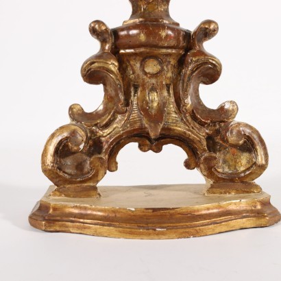 Pair of Baroque Candelabra Lacquered Wood Italy 18th Century