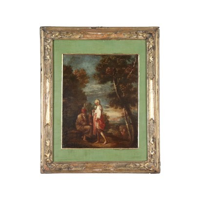 Paysage avec Figures Huile sur Toile Italie XVIII S.