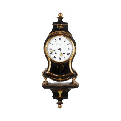 Robert & Courvoisier Clock Ebonized Wood Switzerland '700