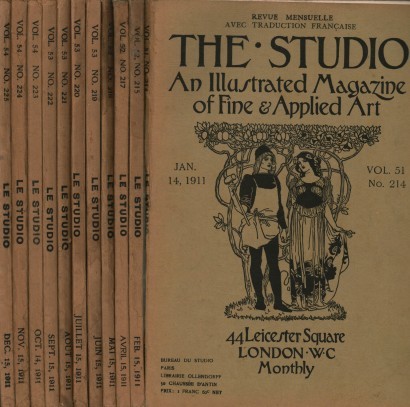 The Studio annata 1911 (11 fascicoli): vol. 51 n. 214 gen, vol. 52 n. 215 feb, vol. 52 n. 217 apr, vol. 52 n. 218 mag, vol. 53 n. 219 giu, vol. 53 n. 220 lug, vol. 53 n. 221 ago, vol. 53 n. 222 set, vol. 54 n. 223 ott, vol. 54 n. 224 nov, vol. 54 n. 225 dic