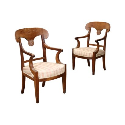 Pair of Directoire Armchairs Cherry Padded France '800