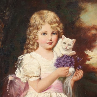 Retrato de niña con gato
