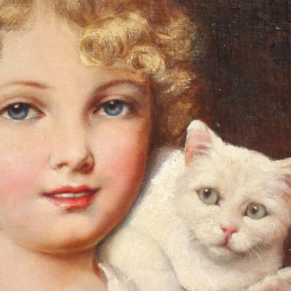 Porträt des kleinen Mädchens mit Katze