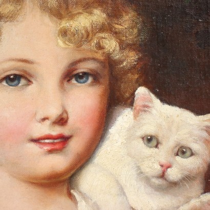 Retrato de niña con gato