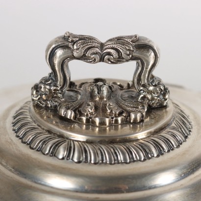 Antik, Tafelservice, antikes Tafelservice, antikes Tafelservice, antikes italienisches Tafelservice, antikes Tafelservice, neoklassisches Tafelservice, Tafelservice aus dem 19. Jahrhundert, Legumiera mit Silver Plate Company