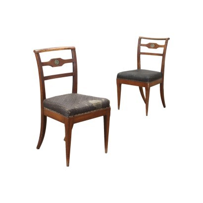 Pair of Directoire Chairs Walnut Italy XVIII-XIX Century