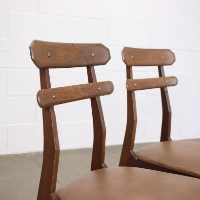 Pair of Chairs Beech Foam Skai Italy 1950s-1960s