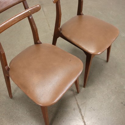 Pair of Chairs Beech Foam Skai Italy 1950s-1960s