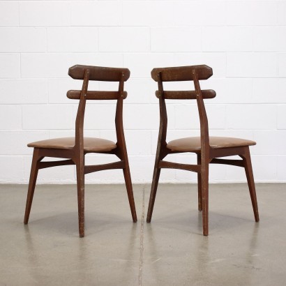 Pair of Chairs Beech Foam Skai Italy 1950s-1960s