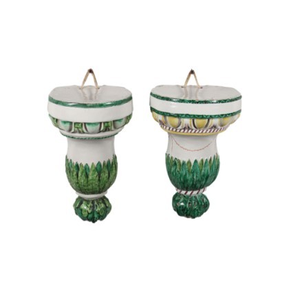 Pair of Majolica Decorated Shelves Ceramic Italy XX Cent.