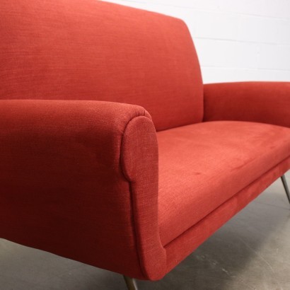3-Sitzer Sofa PU Schaum Messing Stoff Italien '50er-'60er