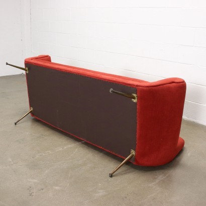 3-Sitzer Sofa PU Schaum Messing Stoff Italien '50er-'60er