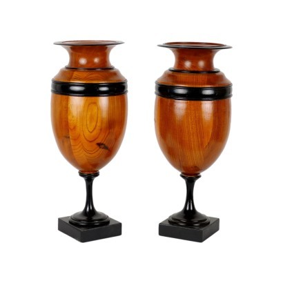 Pair of Vases Cherry Wood Italy XX Century