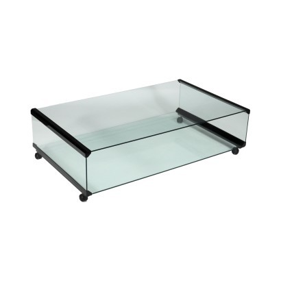 Table Basse par Radice & Gallotti Verre Laiton Italie \'70s-\'80s