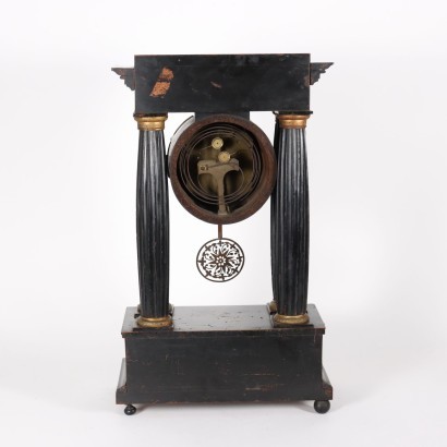 Temple Clock Ebonized Wood Bronze France XIX Century