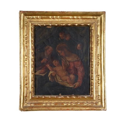 The Holy Family Oil on Canvas Italy XIX Century.