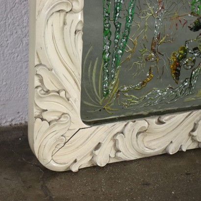 Large Wall Mirror Wood Glass Italy 1950s