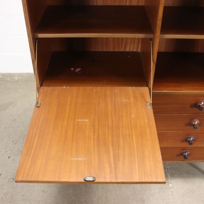 Highboard Mahogany Veneer Metal Italy 1960s