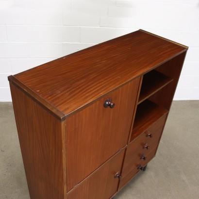 Highboard Mahogany Veneer Metal Italy 1960s