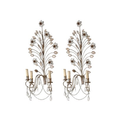 Pair of Appliques Maison Bagues Style Glass Italy XX C