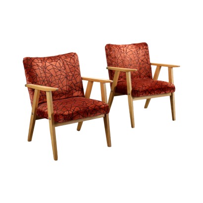 Pair of Armchairs Beech Foam Velvet