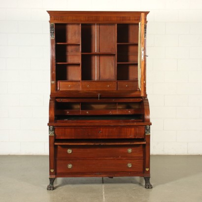 Bureau Empire avec Étagère Acajou Châtaignier Miroir Italie XIX Siècle