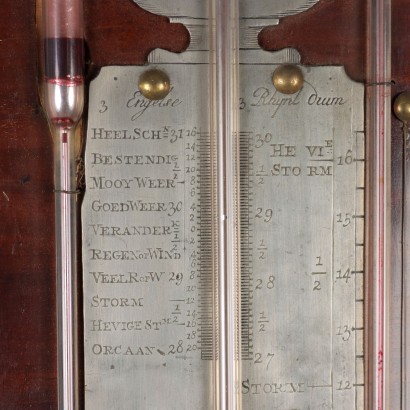 Wall Barometer with Thermometer Mahogany Wood Holland XIX Century