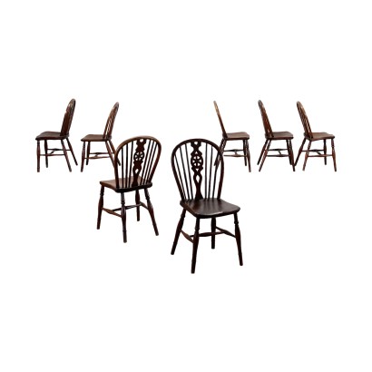 antiquariato, sedia, antiquariato sedie, sedia antica, sedia antica italiana, sedia di antiquariato, sedia neoclassica, sedia del 800,Gruppo di Sette Sedie Windsor