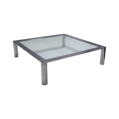 Coffee Table 912 by Cinova Chromed Metal Glass Italy 1960s-1970s