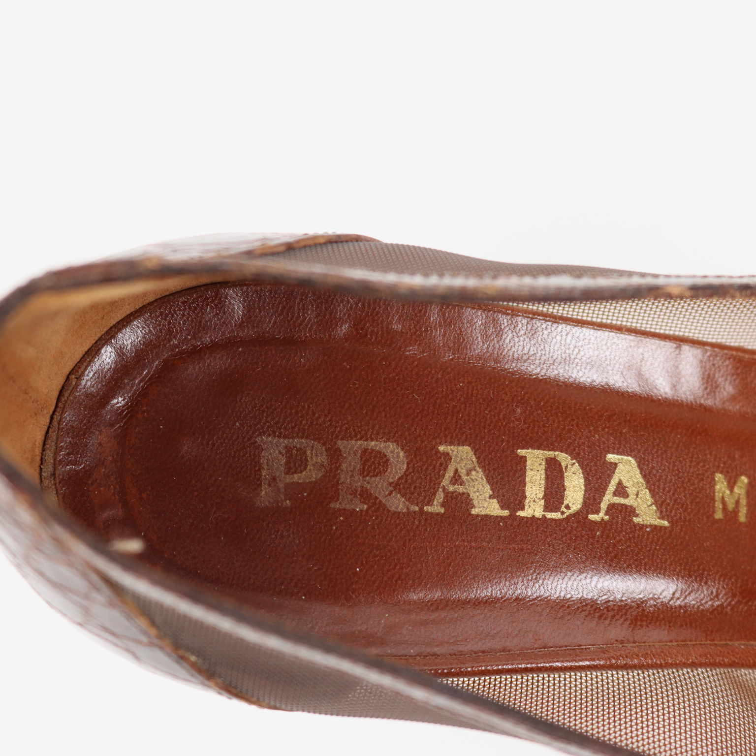 D collet Vintage Prada in Pelle con Trama Coccodrillo N. 38 Italia