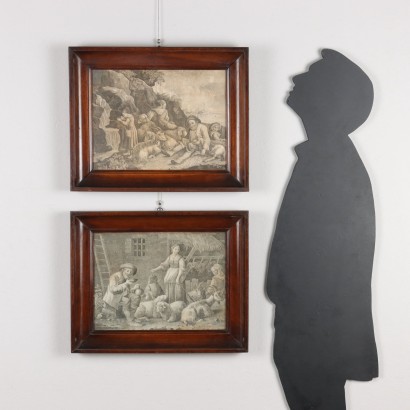 Pair of Empire Frames Walnut Italy XIX Century