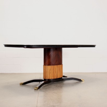 Tisch Gefärbtes Holz Messing Glas Italien 1950er-1960er