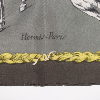 Foulard Vintage Hermes Le Novveav Manege Soie France