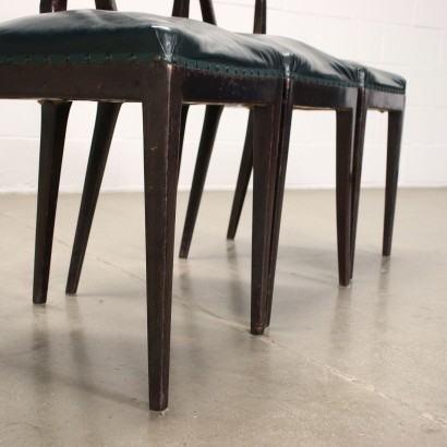 Group of 6 Dining Chairs Wood Fake Leather Italy 50s-60s