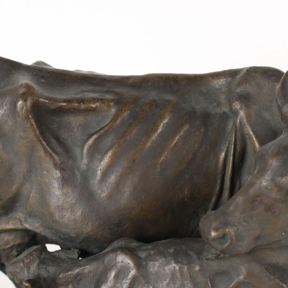 Vache avec Veau Sculpture en Bronze par Jules Mène - France XIX Siècle