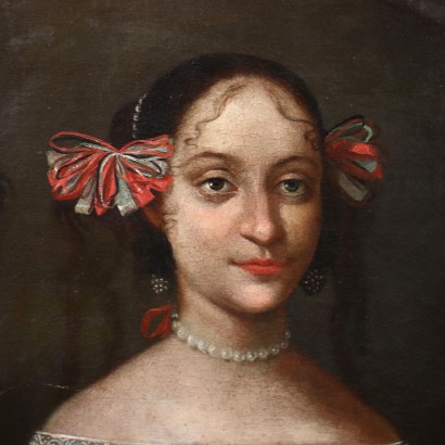 Portrait d'une Jeune Femme Huile sur Toile Italie 1666